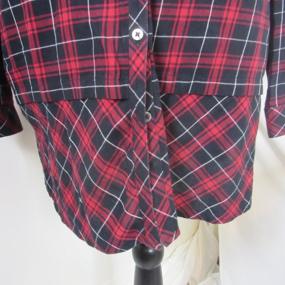 J. Jill Layered Blouse Plaid Tunic Button Down Long Sleeve Top Size Large - Picture 7 of 12